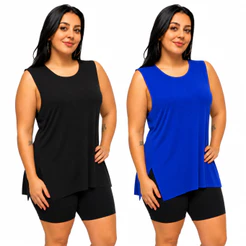 Kit 2 Camiseta Bata Regata Feminina Tapabumbum Plus Size Academia Fitness Casual