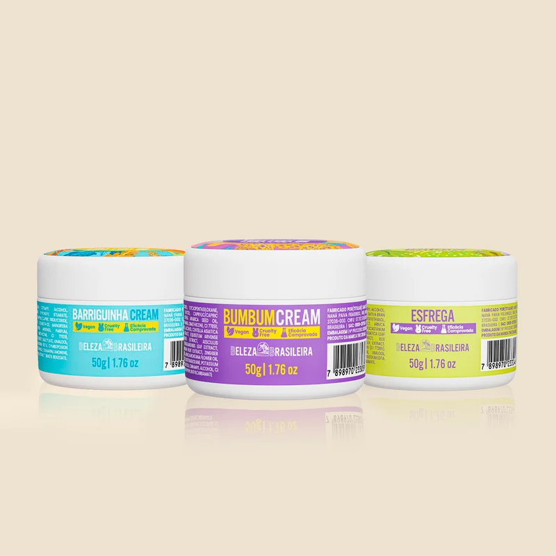 Kit Travel Size Barriguinha Cream 50g + Bumbum Cream 50g + Esfrega Esfoliante 50g