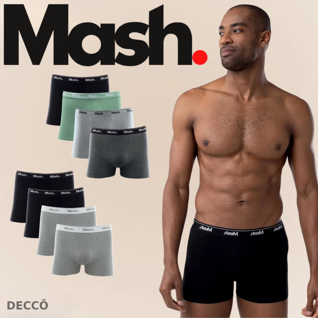Kit Com 4 Cuecas Mash Modelo Boxer Box Em Algodao Cotton Masculino Adulto Basica