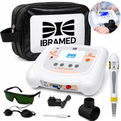 Novo Laserpulse Portatil Ibramed com Probe Laser P3 660 nm e Bolsa Transparente para Transporte