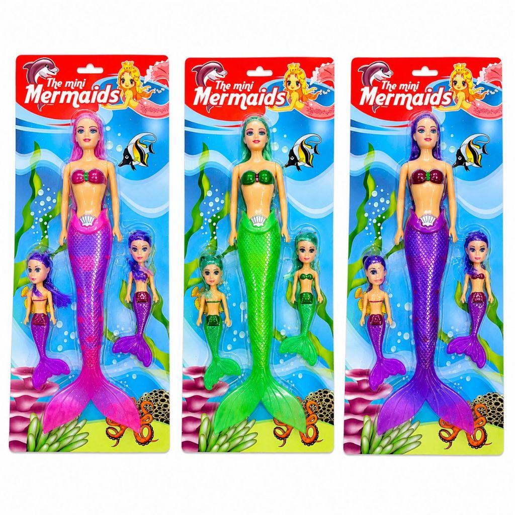 Kit 3 Sereias Com 6 Sereia Pequena Com Luz Brinquedo Infantil