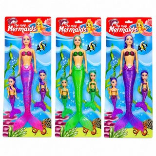 Kit 3 Sereias Com 6 Sereia Pequena Com Luz Brinquedo Infantil