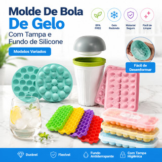 Molde De Bola De Gelo Com Tampa e Fundo de Silicone Modelos Variados