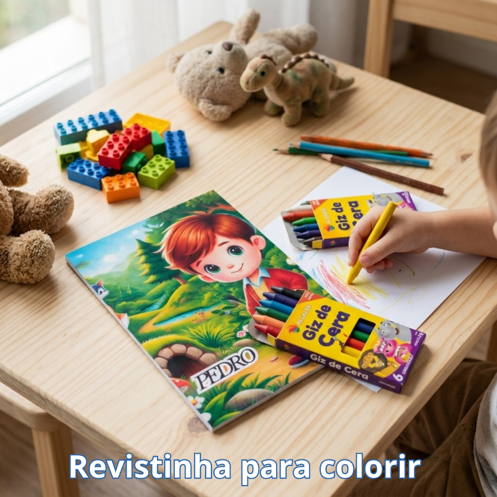 Kit Colorir Personalizado com Giz de cera- lembrancinha Aniversário|Revista Colorir Festa Infantil