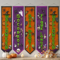 Faixa para Decoração Enfeite Halloween para Festa Sublimado Em Tecido
