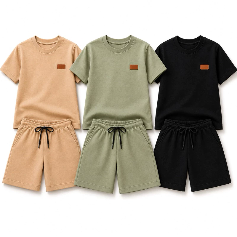 Kit 6 Peças Menino Conjunto Infantil Monocromático Premium Camiseta Shorts Algodão