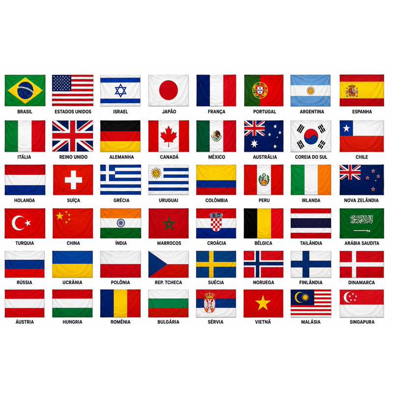 🌍 Escolha Sua Bandeira Personalizada | Canga Estampada 1,50m x 1,10m | Praia, Piscina, Viagem e Decoração