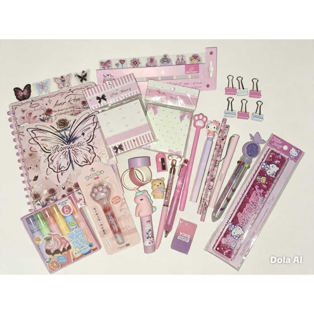 Kit Super Luxo Papelaria | Kit Papelaria Fofa Kawaii 30 Itens | Kit Completo Luxo