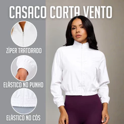 Jaqueta Feminina Corta Vento Casaco Esportivo Leve com Zíper Academia Fitness Corrida