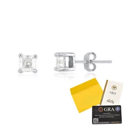 Brinco Moissanite de Prata 925 Quadrado com 4,5mm e Certificado GRA