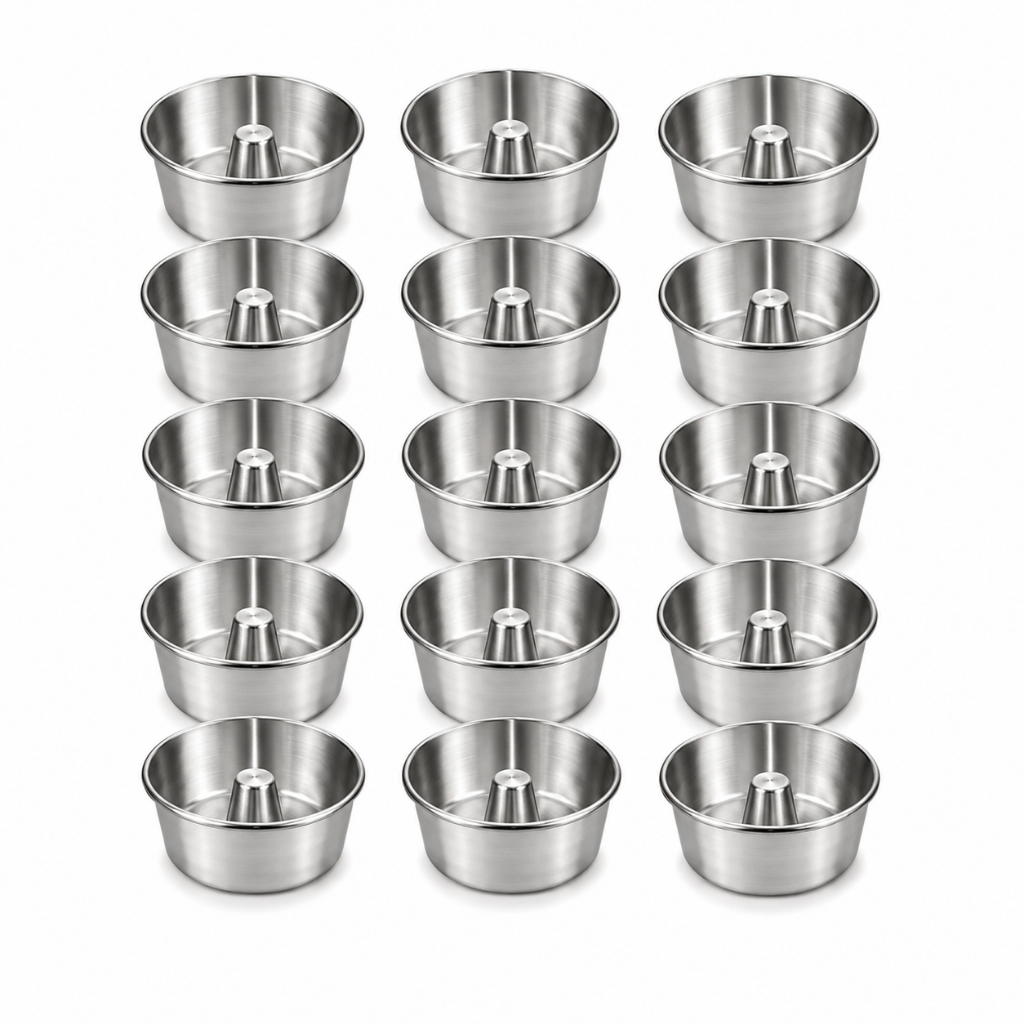 Kit 15 Forma de Bolo N 20 Pudim Pequeno Redonda Assadeira Padaria Cone de Aluminio Redonda