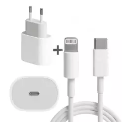 Kit Carregador Turbo Com Fonte e Cabo De Carregamento Rápido 20W