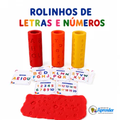 Kit 3 Rolinhos Alfabeto E Números Para Massinha Com Cartões