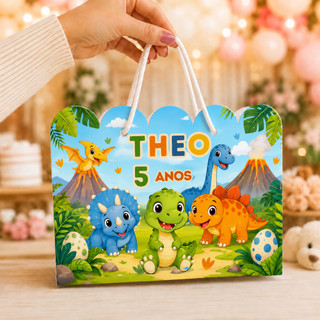 Sacolinha Dinossauro Festa Infantil Criança Personalizado