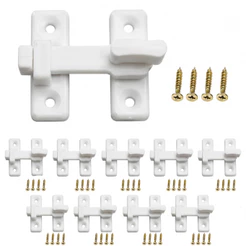 Kit 10 Fecho Plástico Para Porta Sanfonada Com Parafusos Branco