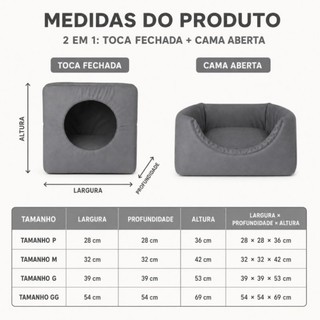 casinha toca cama lglu para cães e gato 3 em 1 tamanho P,M,G,