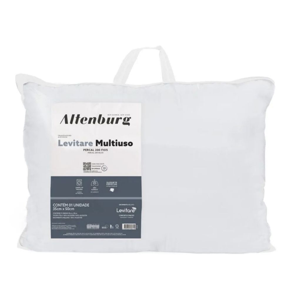 Travesseiro Altenburg Levitare Original 35x50cm Multiuso Macio Percal 233 Fios Conforto Premium