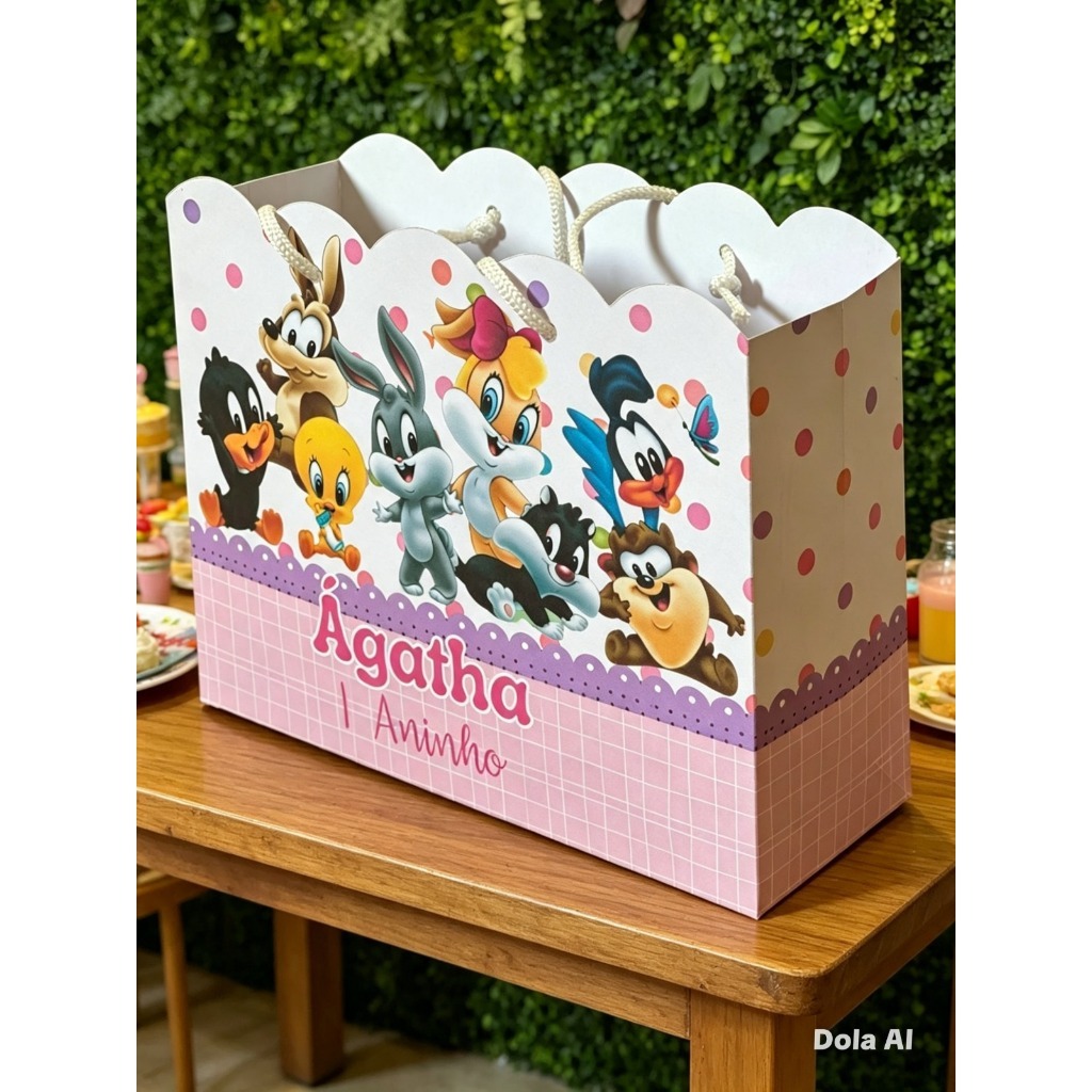 Sacolinha Personalizada tema Baby Looney tunes – Lembrancinha de Aniversário Infantil