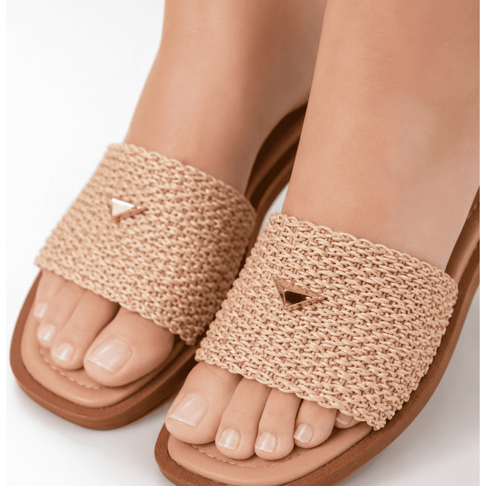 Papete Sandália Feminina Rasteirinha Chinelo Casual Bico Quadrado Leve Confortável Tendência Verão