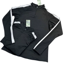 Jaqueta Masculina Esportiva Elastano Flanelado Dri-Fit Preto com Listras Brancas - Slim Fit Academia e Treino