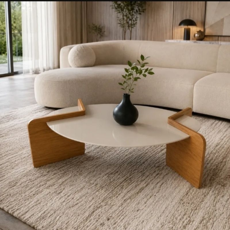 Mesa de Centro Moderna Decorativa Elegante Super Luxo Oval 1.20x60
