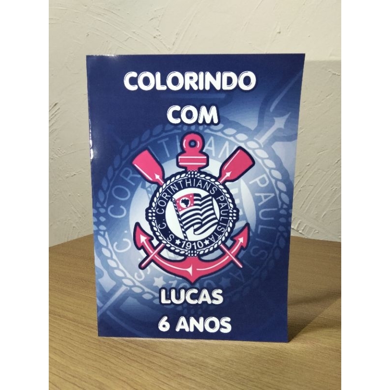Revista de Colorir Personalizada – Lembrancinha de Aniversário | Tema Corinthians| Nome e Idade Personalizados