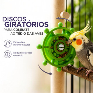 Disco Brinquedo Interativo Giratório p/ Aves Calopsitas Periquitos Agapornis Disco Anti Estresse Inteligente Educativo