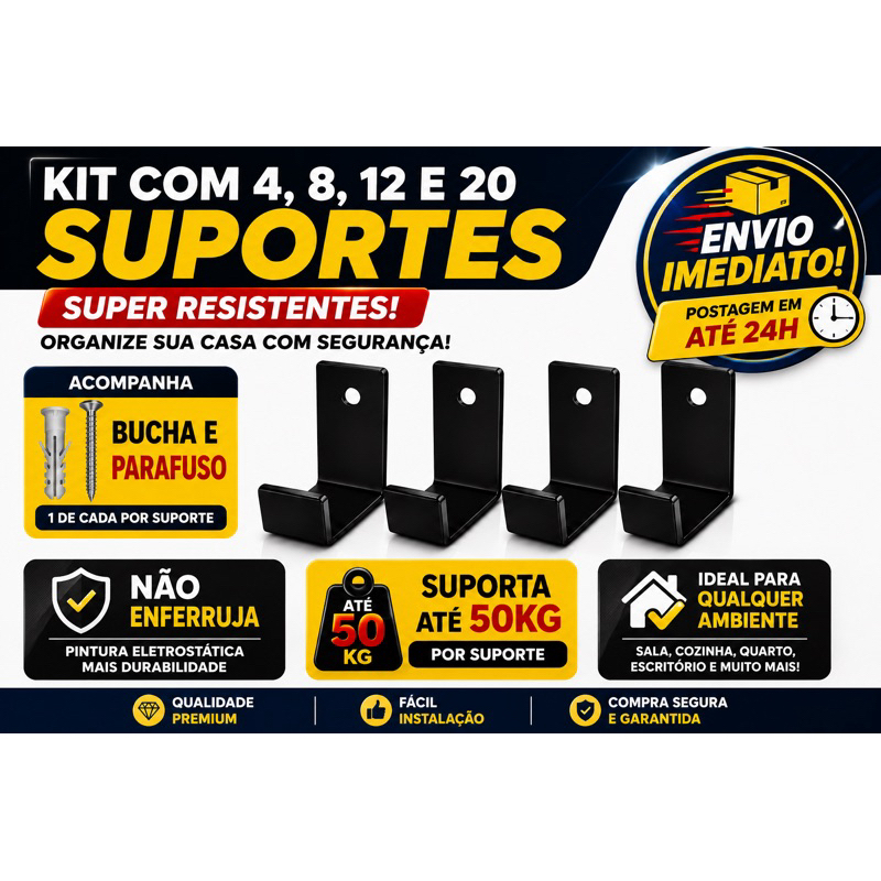 Kit mão francesa multiuso aço reforçado Kit 4/8/12/20