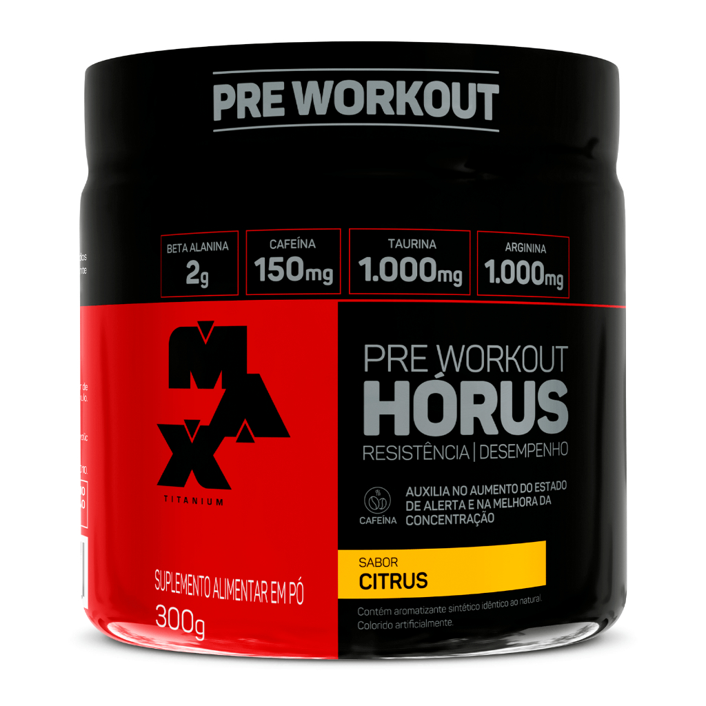 Pré Treino Max Titanium Horus Pote 300g Sabor Citrus