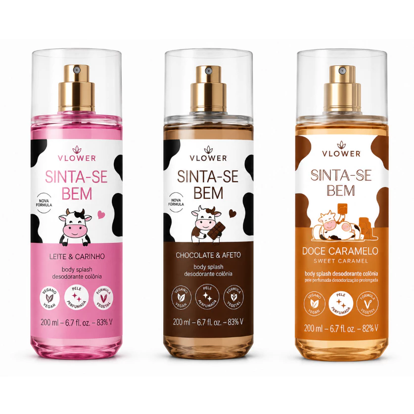 KIT 200ml DELEITE Cuide-se Bem Body Splash - Frescor e Hidratação com Fragrância Gourmand VLOWER — imagem 1
