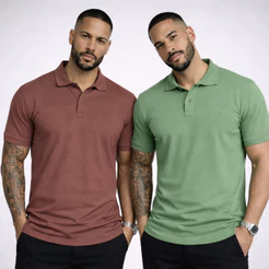 Kit 2 Camisa Polo Masculina Piquet Premium