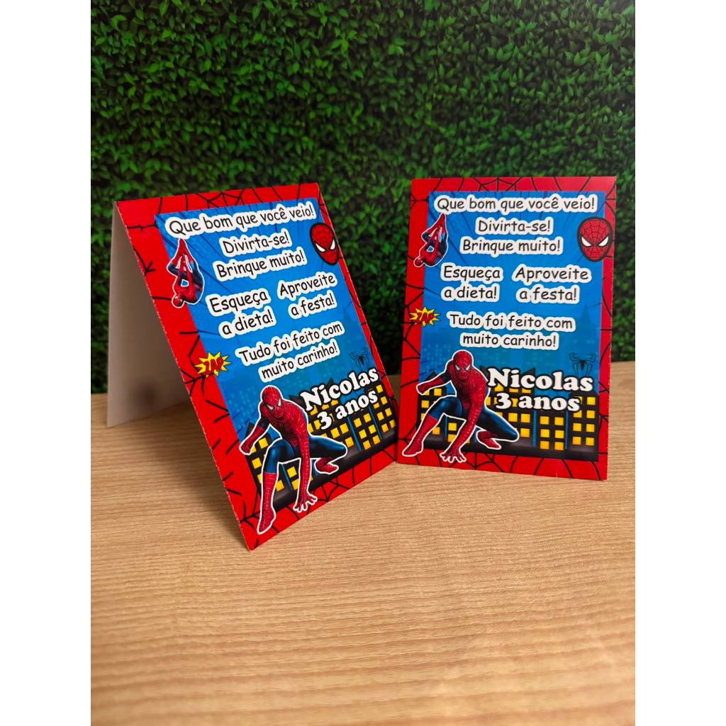 Plaquinha de agradecimento Spider Man Homem Aranha Personalizado com Nome |Festa Infantil Chá Aniversário Decoração