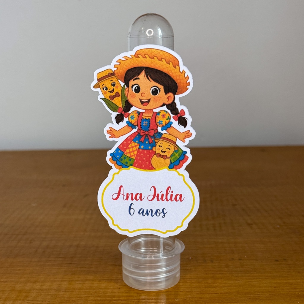 Apliques para Tubete FESTA JUNINA MENINA - Festa Infantil - Lembrancinhas Personalizadas