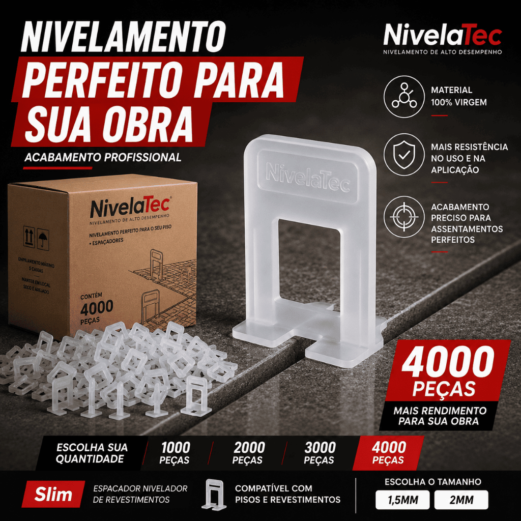 Kit Nivelador Espaçador Slim Kit P/  Casa Porcelanato E Piso Cerâmica Azulejo Ni