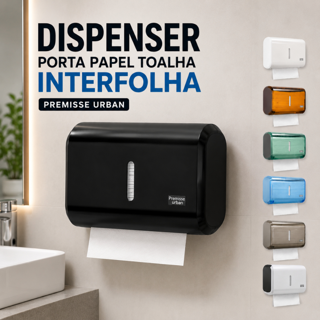 Dispenser Porta Papel Toalha Premisse Urban Suporte Compacto para Banheiro