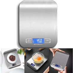 Balança Digital de Cozinha Inox 10kg Alta Precisão Visor LCD Medidor de Alimentos com 2 Pilhas Inclusas