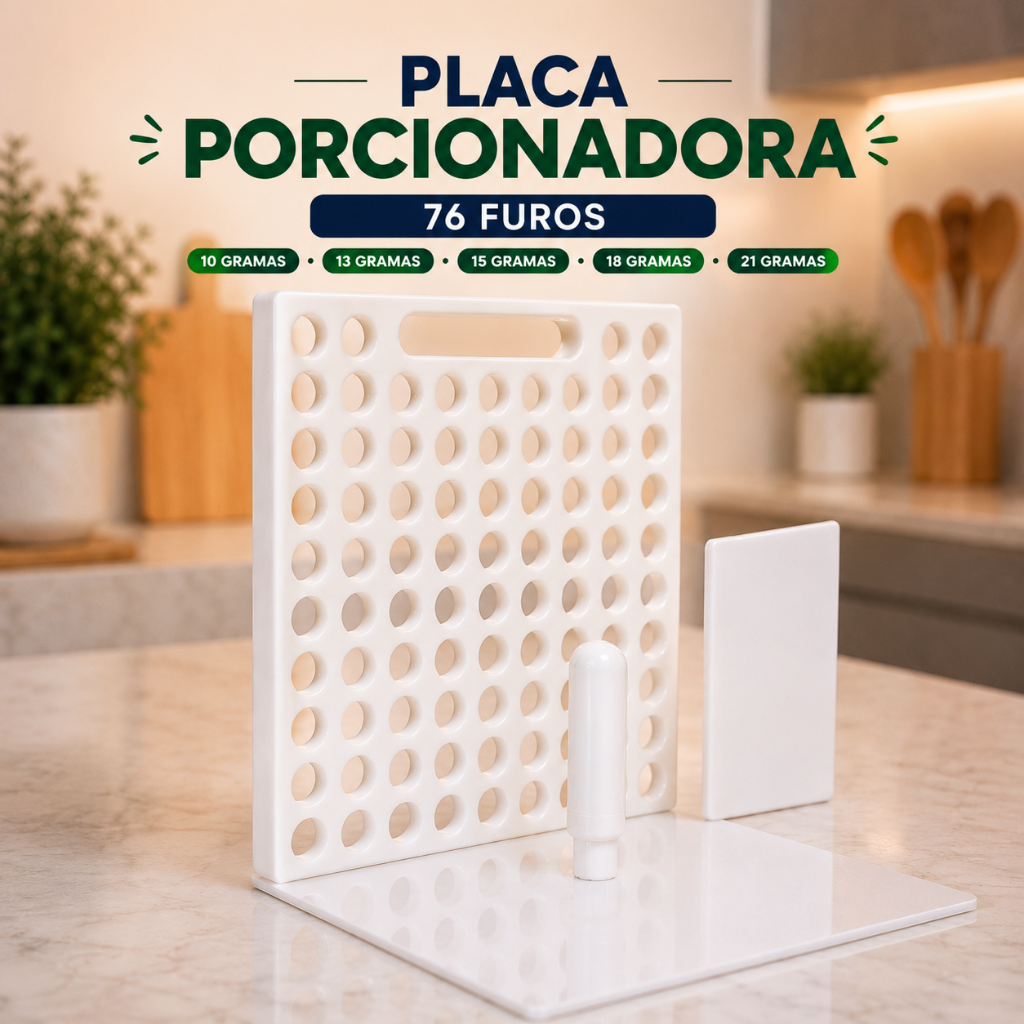 Placa Porcionadora 76 Furos De Doces Dosadora Gramas Brigadeiro Confeitaria 10G 13G 15G 18G 21G (76F 15G)