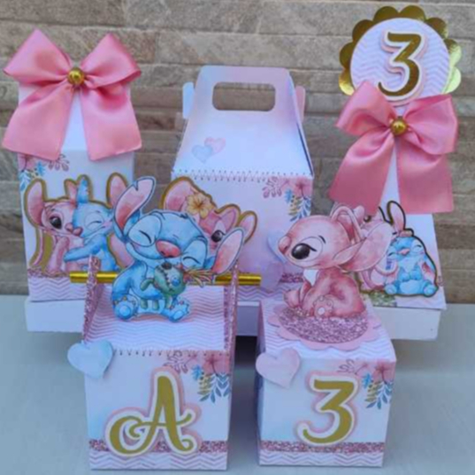Kit Festa luxo Stitch Personalizado / Caixinhas 3D/  Montado / Lembrancinha Aniversário/ Personalizados Festa Infantil