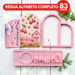 Kit Marcador Carimbo Alfabeto com Régua Laura e Cortador Porta Aba