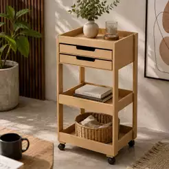Organizador MDF Cru 38 x 26 x 65 cm 2 Gavetas Multiuso Escritório Maquiagem Artesanato Decorar Personalizar