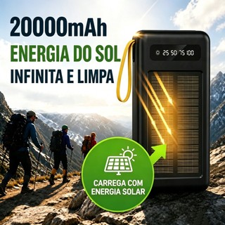 Carregador Portátil Power Bank Solar 20.000mah Com cabos 5 Em1 LED lanterna
