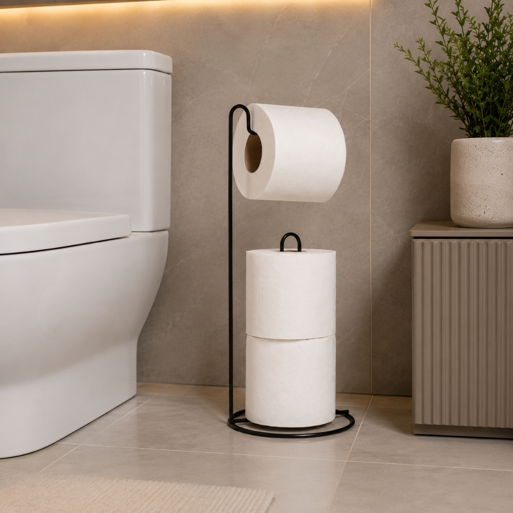 Porta Suporte Papel Higienico De Chão 3 Rolos