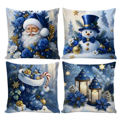 Kit Almofadas Estampa Papai Noel 45x45 Capas ou Cheias com Almofada de Nó ou Baguete