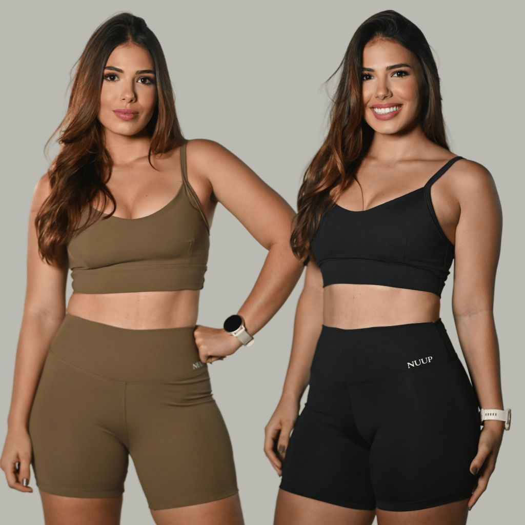 Conjunto Short e Top Fitness em Poliamida Para Treino Academia Corrida Zero Transparência Feminino