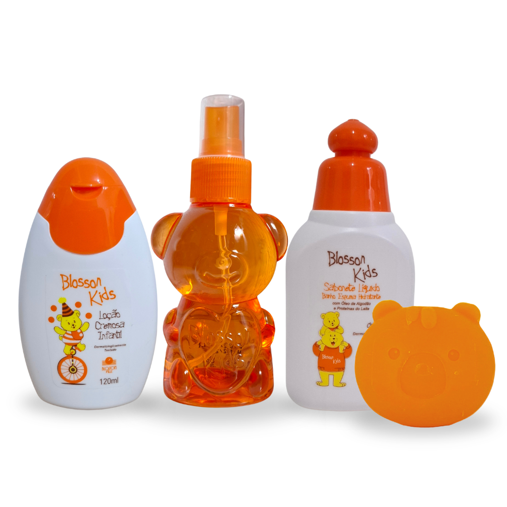 Blosson Kids Kit Colonia Laranjinha 120ml e Talco Ou Sabonete Barra Original