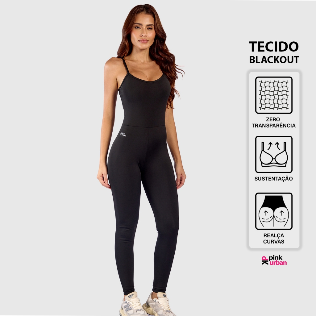 Macacão Fitness Blackout Alcinha Slim Zero Transparência Longo Crossfit Inverno
