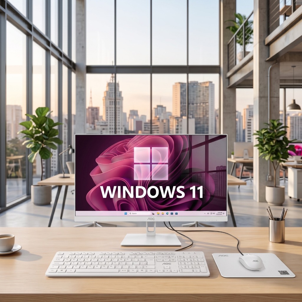 All In One Computador AOC Intel Core I5 12ª Geração 16GB RAM DDR4 SSD 512GB Tela 23.8" Windows 11 Pro Teclado Mouse