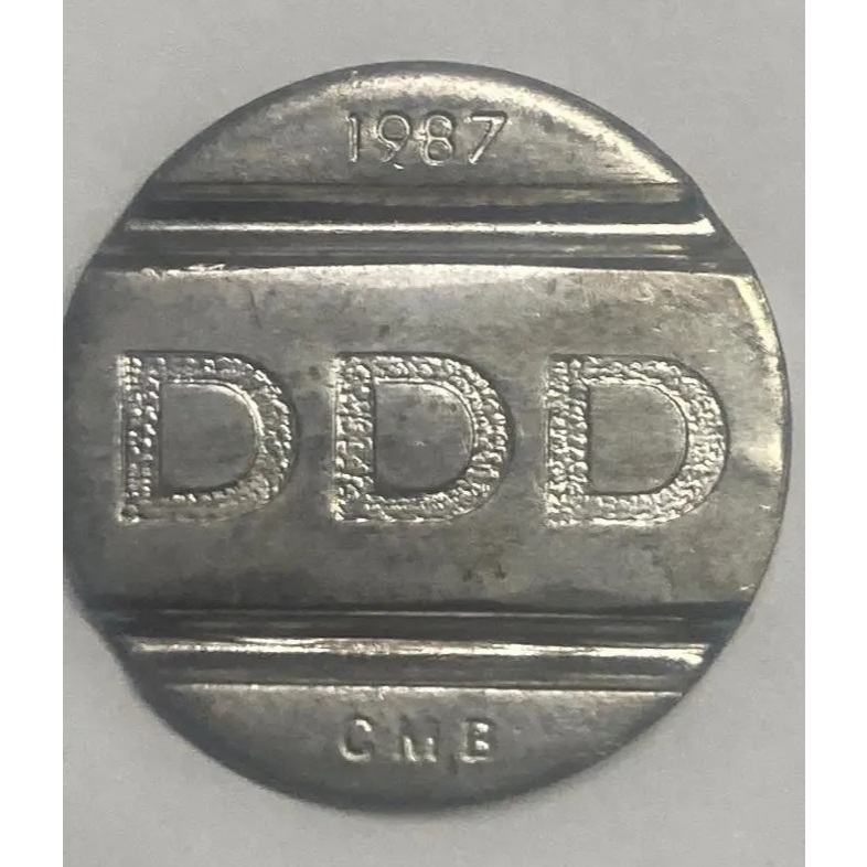 Ficha Telefônica - D D D - de 1987 - em Aço Inox - coisas anos 80