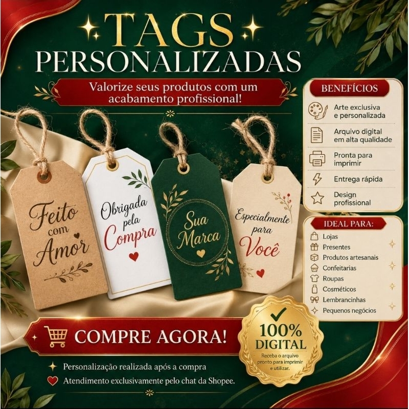 Tag Personalizada para Produtos | Arquivo Digital para Impressão | Arte Personalizada