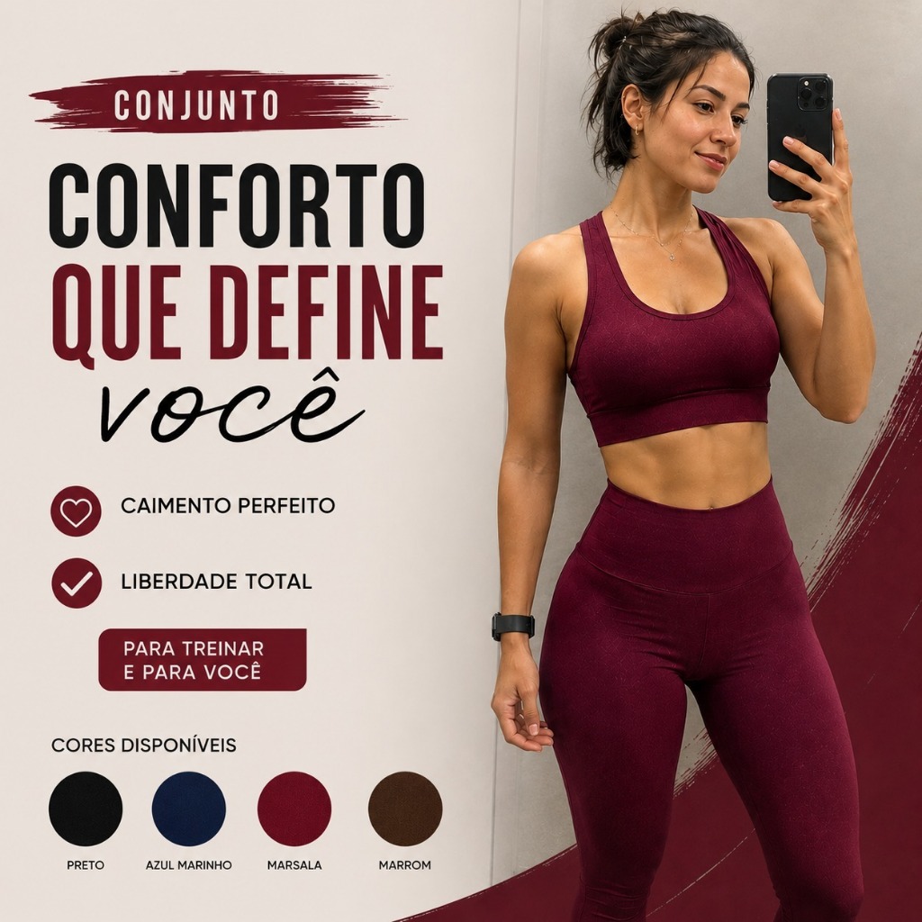 Conjunto Fitness Feminino Suplex Premium  Top  Calça Legging De Academia Cintura Alta Suplex Academia Zero Transparência